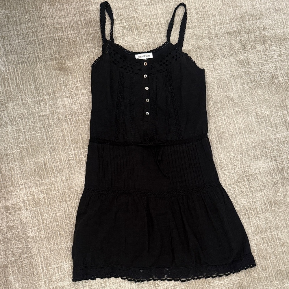 Heartloom Black Mini Dress with Crochet Trim